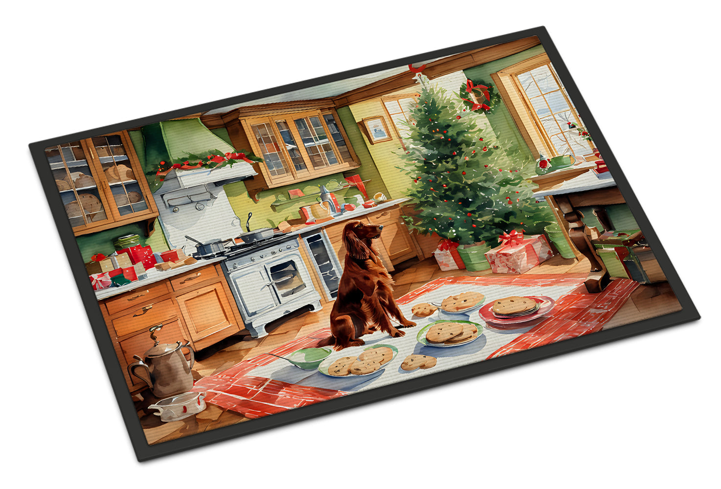 Irish Setter Christmas Cookies Doormat Indoor Outdoor 24H X 36W Front Door Mat Rugs for Entryway, Non Slip Washable Low Pile,