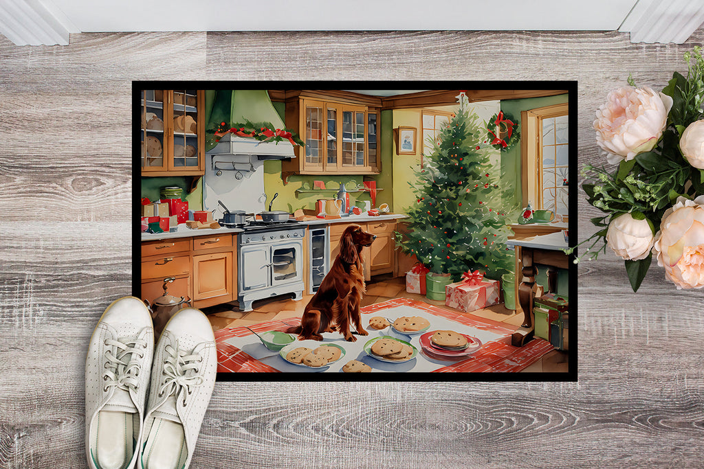 Irish Setter Christmas Cookies Doormat Indoor Outdoor 24H X 36W Front Door Mat Rugs for Entryway, Non Slip Washable Low Pile,