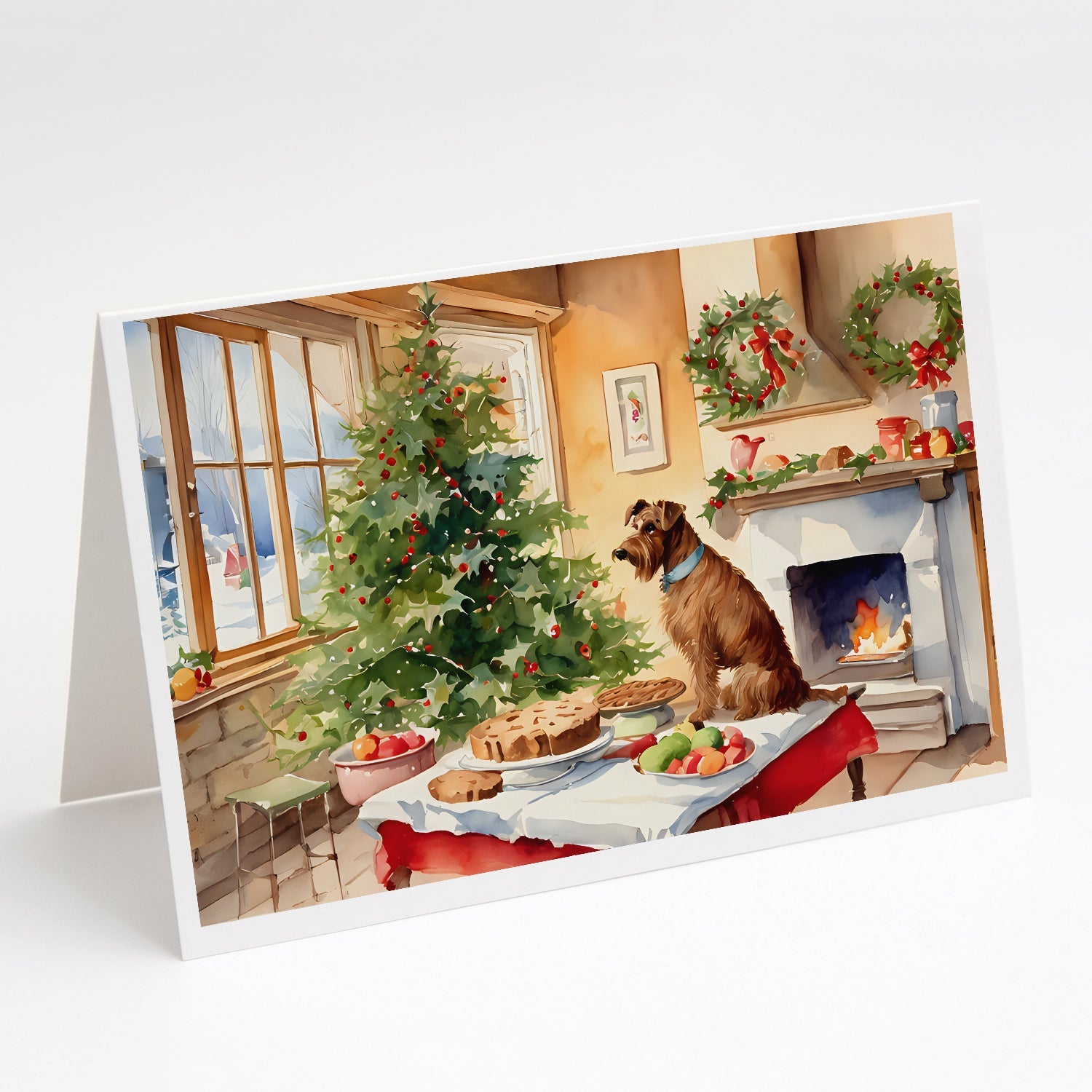 Irish Terrier Christmas Cookies Greeting Cards Pack of 8 Blank Cards with Envelopes Whimsical A7 Size 5x7