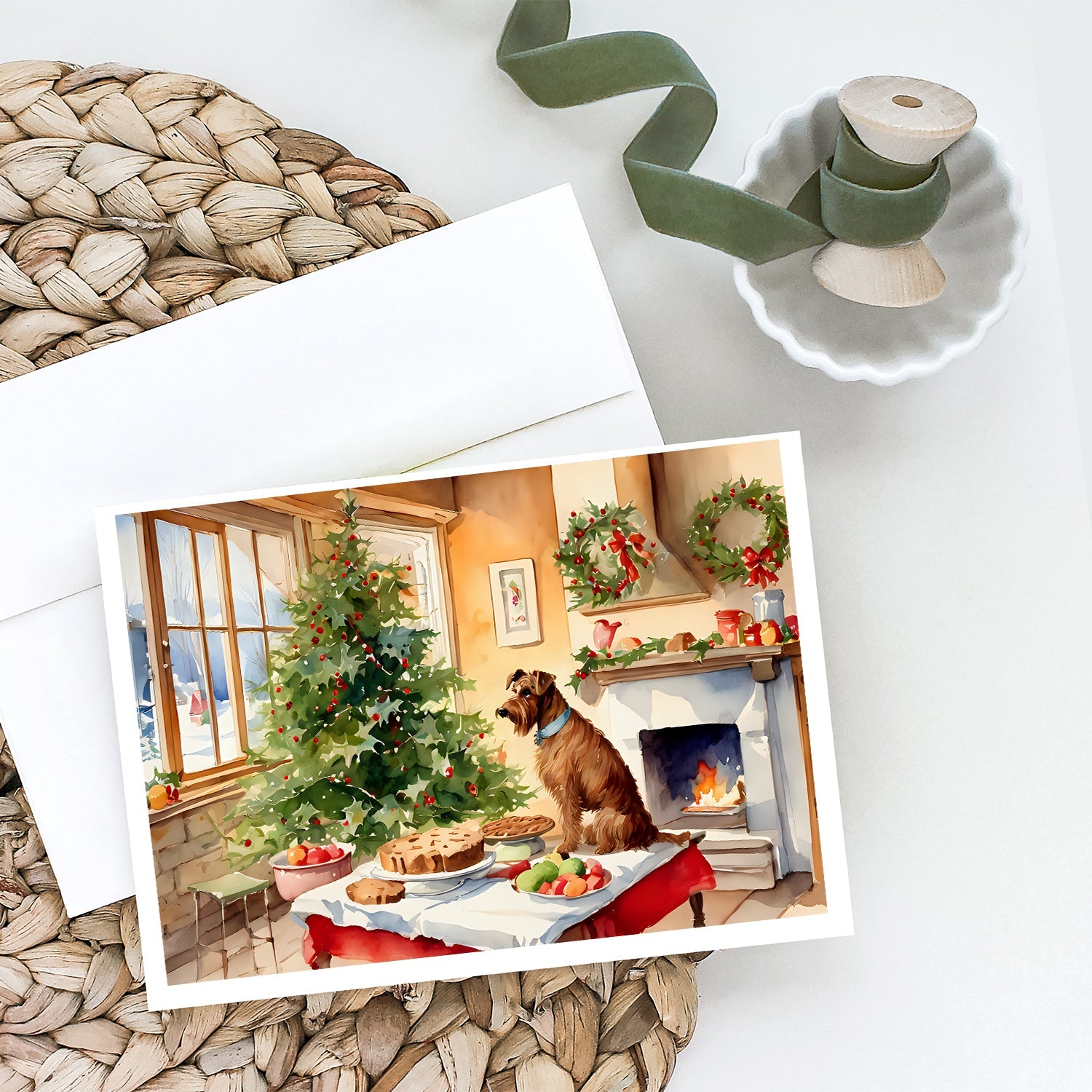 Irish Terrier Christmas Cookies Greeting Cards Pack of 8 Blank Cards with Envelopes Whimsical A7 Size 5x7