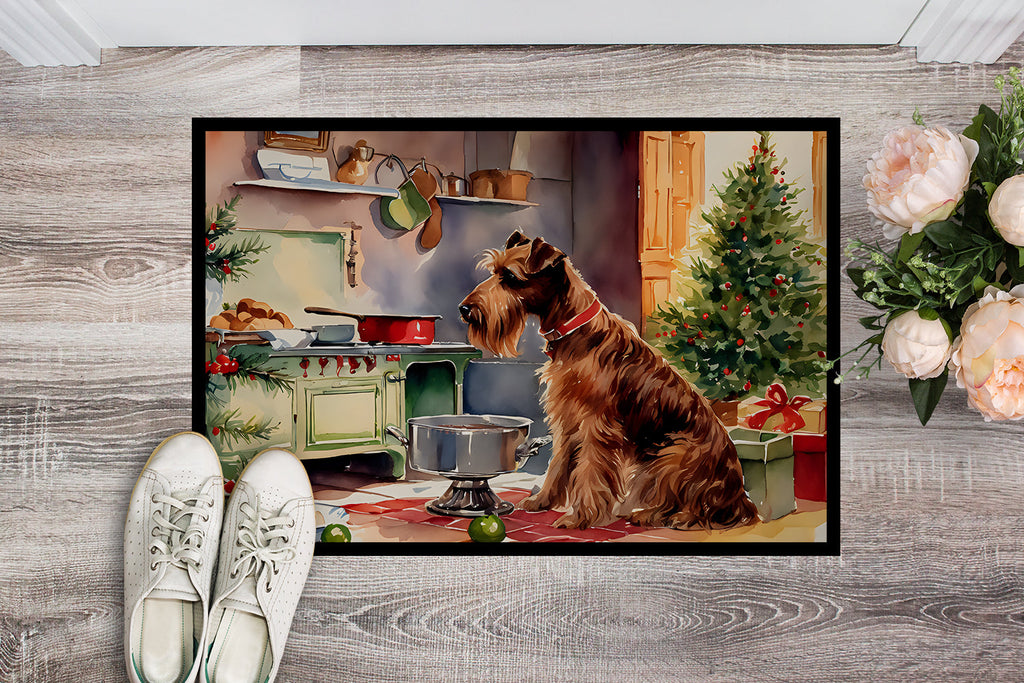 Irish Terrier Christmas Cookies Doormat Indoor Outdoor 24H X 36W Front Door Mat Rugs for Entryway, Non Slip Washable Low Pile,
