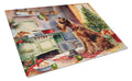 Irish Terrier Christmas Cookies Cutting Board Tempered Glass Kitchen Cutting Surface, Heat Resistant Chopping, Non-Slip Feet, Food Prep & Serving
