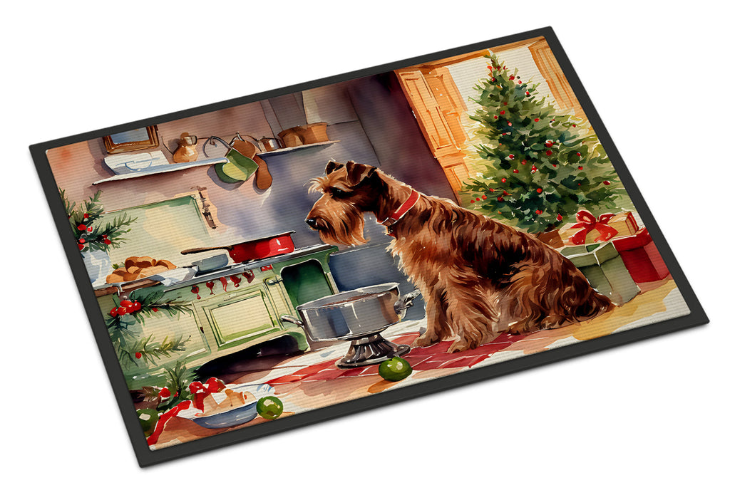 Irish Terrier Christmas Cookies Doormat Indoor Outdoor 18H X 27W Front Door Mat Rugs for Entryway, Non Slip Washable