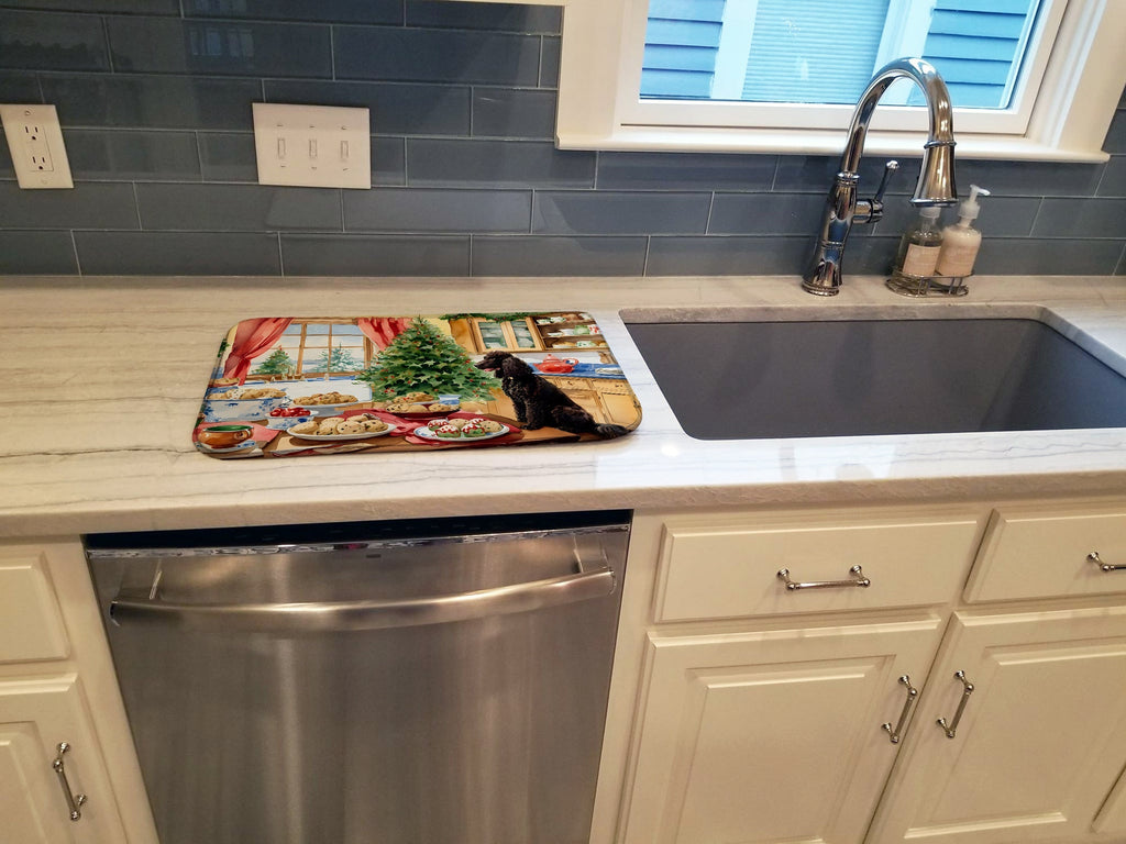 Irish Water Spaniel Christmas Cookies Dish Drying Mat Absorbent Dish Drying Mat Pad for Kitchen Counter Dish Drainer Mat for Countertop, 14 x 21", Multicolor