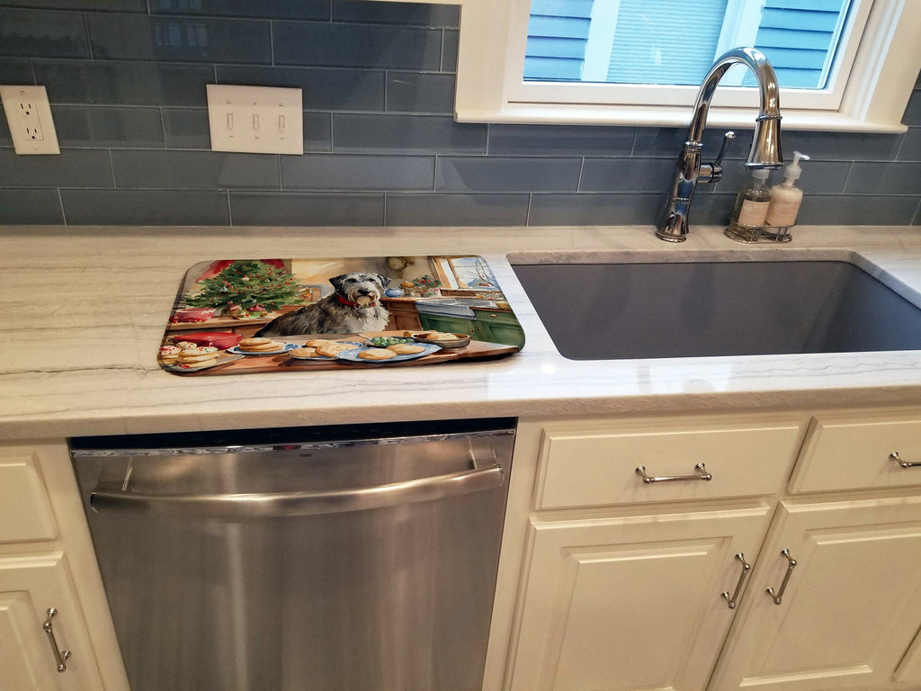 Irish Wolfhound Christmas Cookies Dish Drying Mat Absorbent Dish Drying Mat Pad for Kitchen Counter Dish Drainer Mat for Countertop, 14 x 21", Multicolor