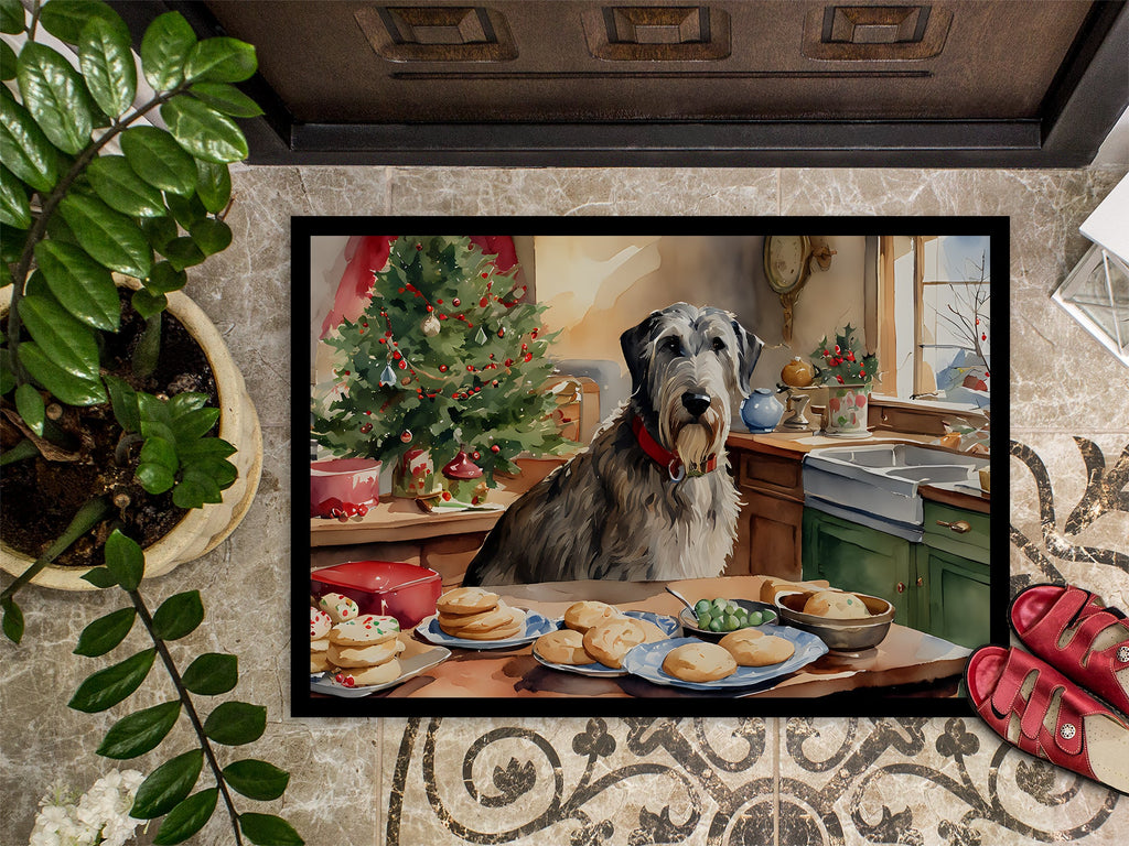 Irish Wolfhound Christmas Cookies Doormat Indoor Outdoor 24H X 36W Front Door Mat Rugs for Entryway, Non Slip Washable Low Pile,
