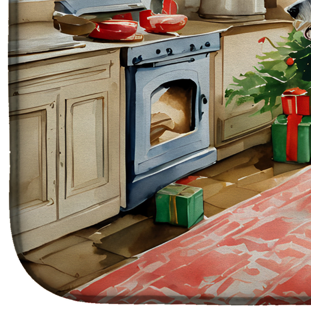 Irish Wolfhound Christmas Cookies Dish Drying Mat Absorbent Dish Drying Mat Pad for Kitchen Counter Dish Drainer Mat for Countertop, 14 x 21", Multicolor