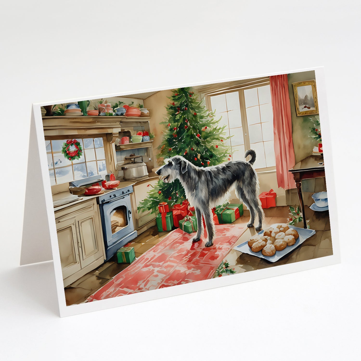 Irish Wolfhound Christmas Cookies Greeting Cards Pack of 8 Blank Cards with Envelopes Whimsical A7 Size 5x7