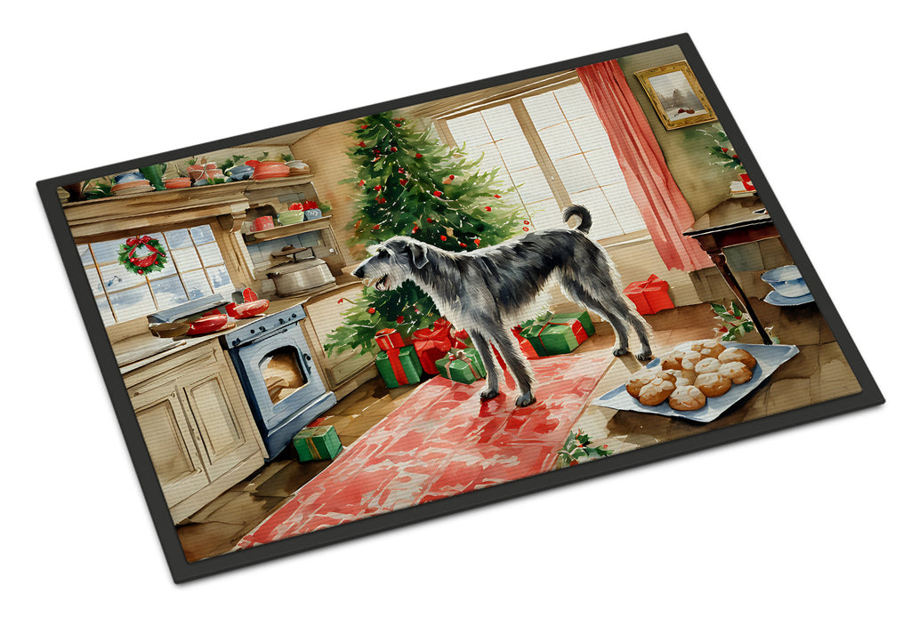 Irish Wolfhound Christmas Cookies Doormat Indoor Outdoor 24H X 36W Front Door Mat Rugs for Entryway, Non Slip Washable Low Pile,