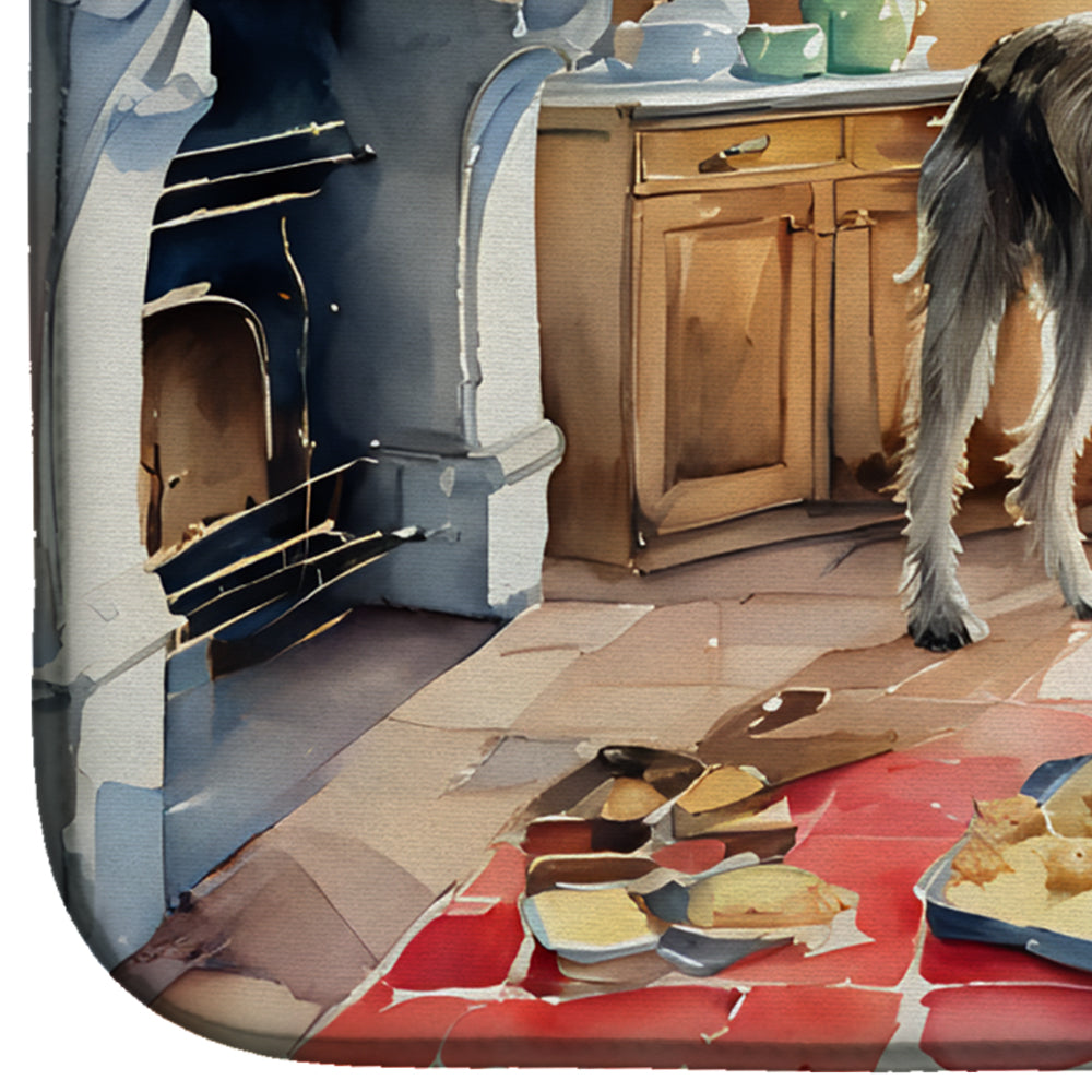 Irish Wolfhound Christmas Cookies Dish Drying Mat Absorbent Dish Drying Mat Pad for Kitchen Counter Dish Drainer Mat for Countertop, 14 x 21", Multicolor