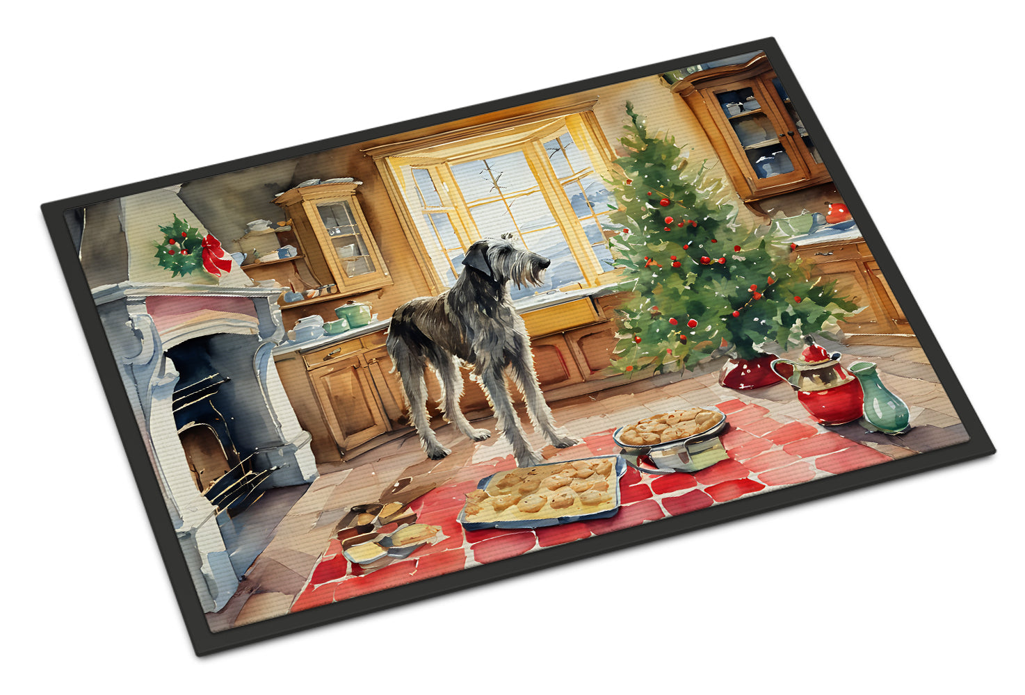 Irish Wolfhound Christmas Cookies Doormat Indoor Outdoor 24H X 36W Front Door Mat Rugs for Entryway, Non Slip Washable Low Pile,