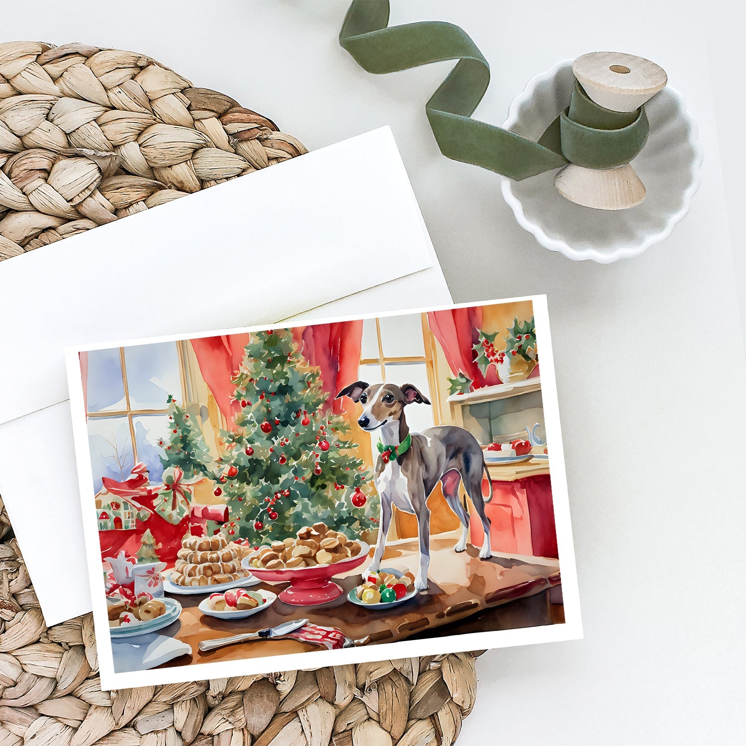 Italian Greyhound Christmas Cookies Greeting Cards Pack of 8 Blank Cards with Envelopes Whimsical A7 Size 5x7