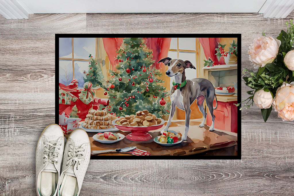 Italian Greyhound Christmas Cookies Doormat Indoor Outdoor 24H X 36W Front Door Mat Rugs for Entryway, Non Slip Washable Low Pile,