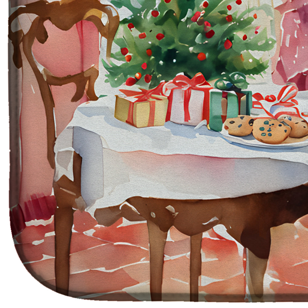 Italian Greyhound Christmas Cookies Dish Drying Mat Absorbent Dish Drying Mat Pad for Kitchen Counter Dish Drainer Mat for Countertop, 14 x 21", Multicolor
