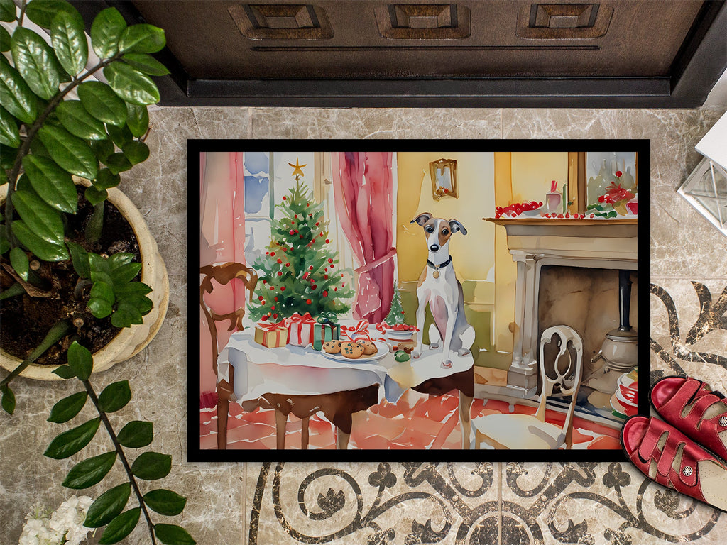 Italian Greyhound Christmas Cookies Doormat Indoor Outdoor 24H X 36W Front Door Mat Rugs for Entryway, Non Slip Washable Low Pile,