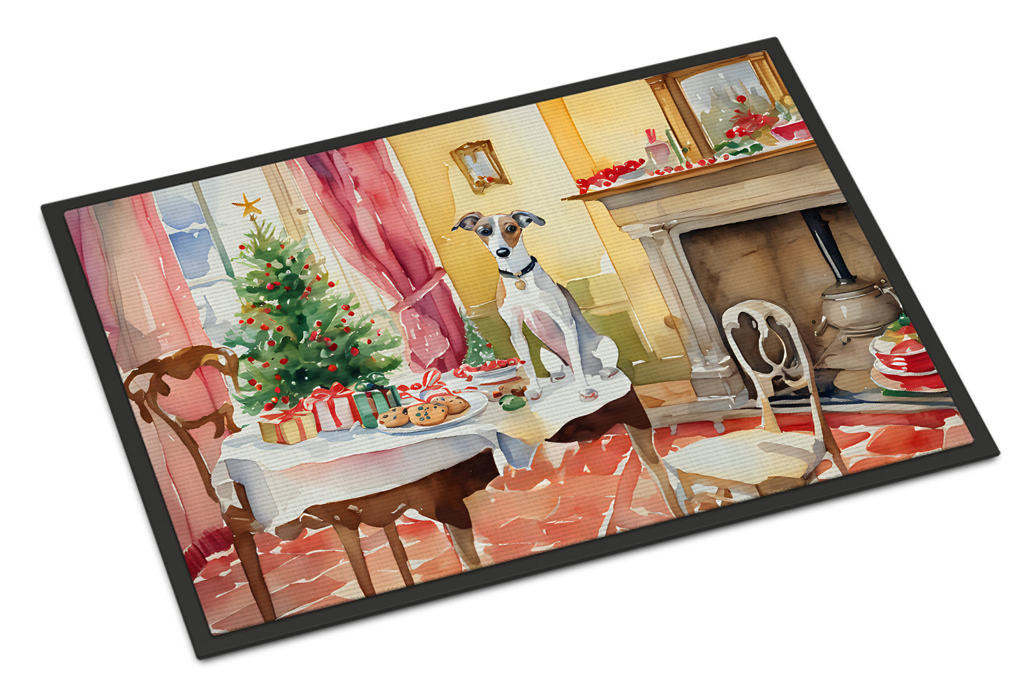 Italian Greyhound Christmas Cookies Doormat Indoor Outdoor 18H X 27W Front Door Mat Rugs for Entryway, Non Slip Washable