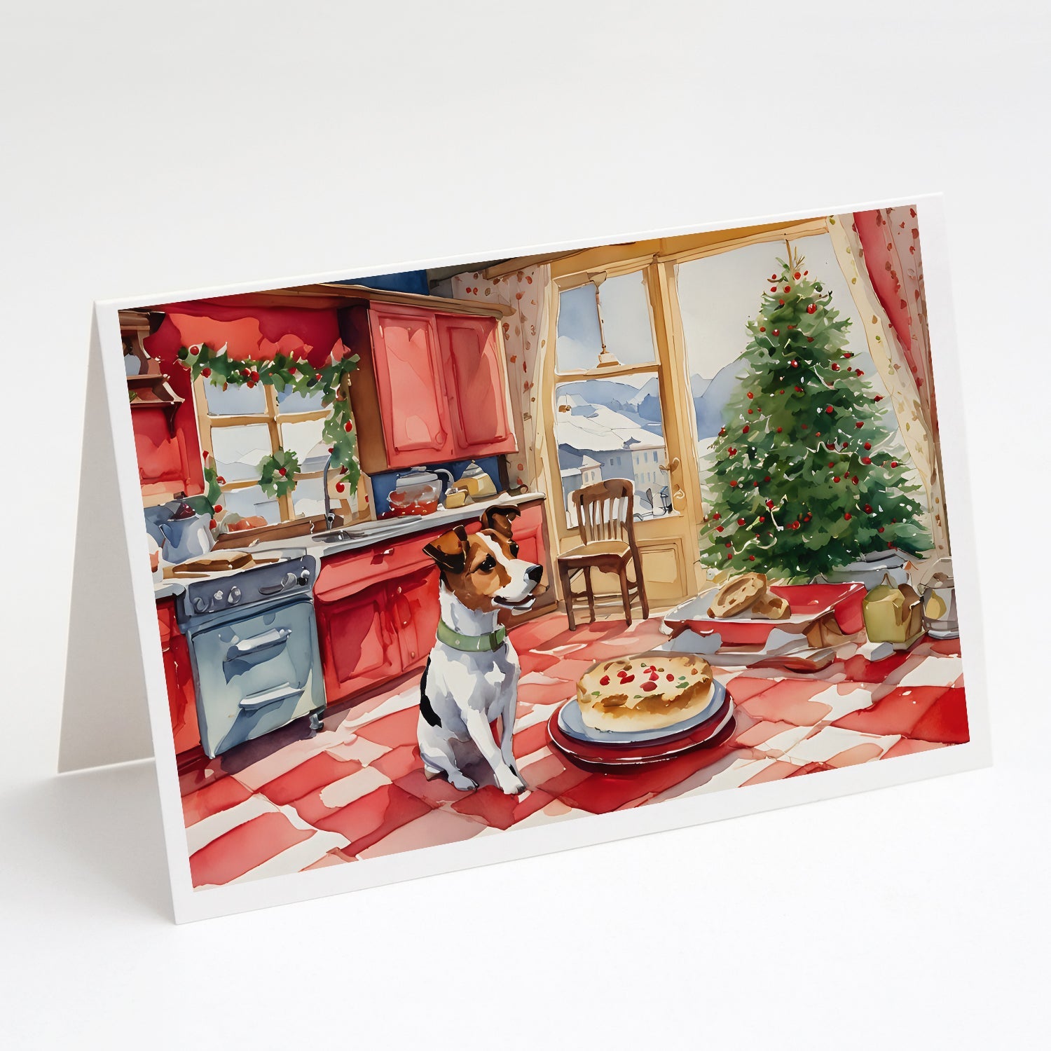 Jack Russell Terrier Christmas Cookies Greeting Cards Pack of 8 Blank Cards with Envelopes Whimsical A7 Size 5x7