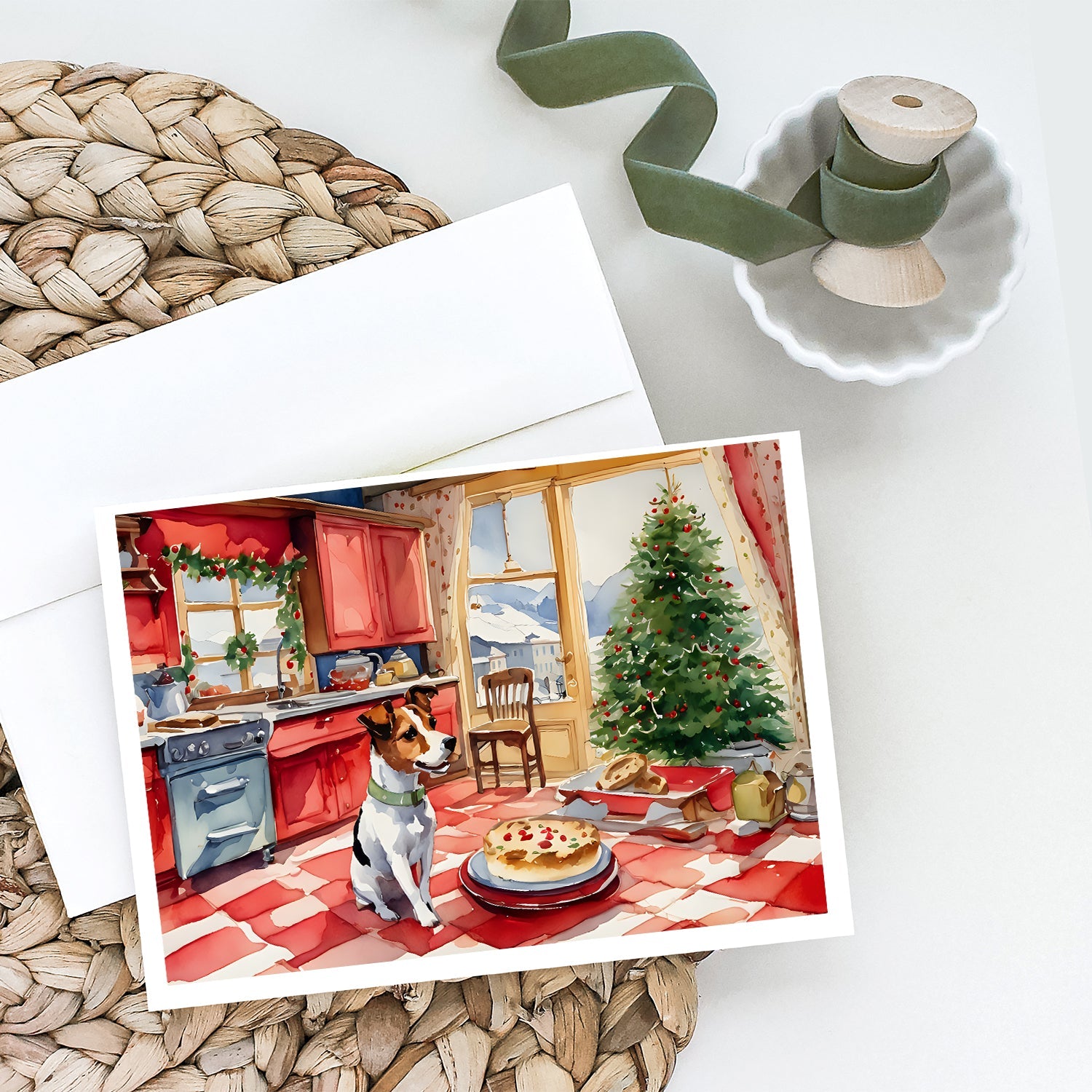 Jack Russell Terrier Christmas Cookies Greeting Cards Pack of 8 Blank Cards with Envelopes Whimsical A7 Size 5x7