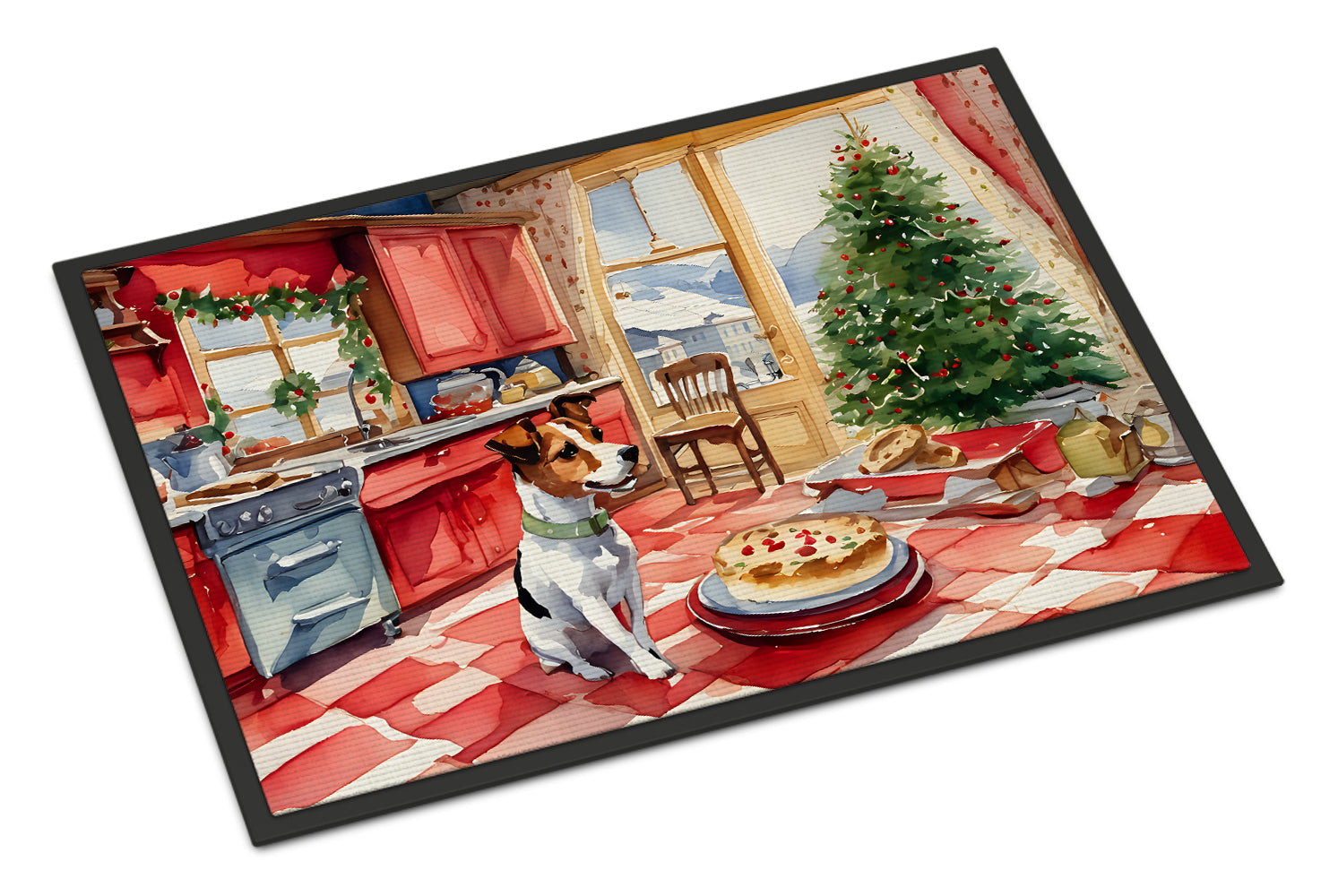 Jack Russell Terrier Christmas Cookies Doormat Indoor Outdoor 24H X 36W Front Door Mat Rugs for Entryway, Non Slip Washable Low Pile,