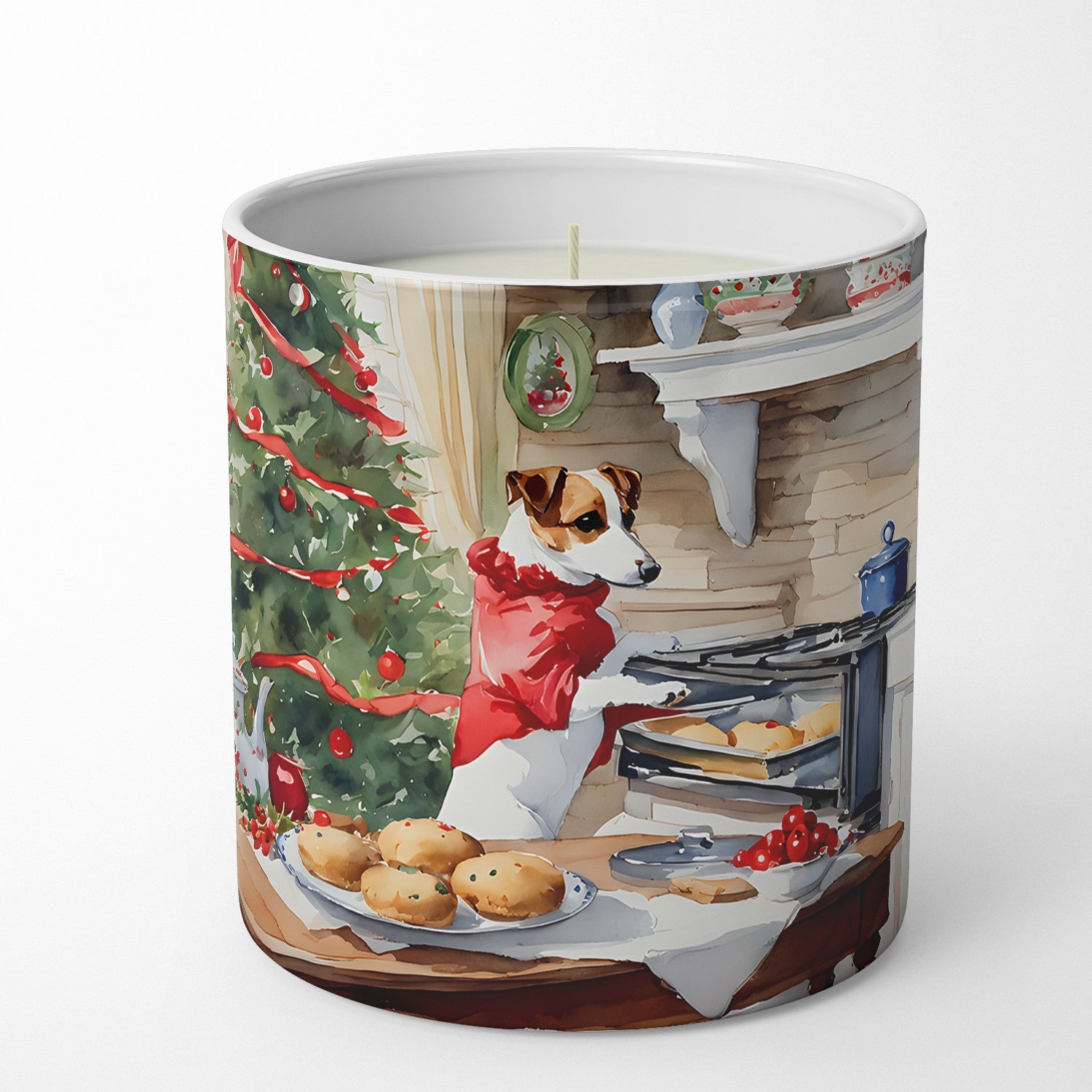 Jack Russell Terrier Christmas Cookies Decorative Soy Candle Nature Soy Wax Essential Oil Home Decor Ideal for Bedroom Kitchen Bath Office Gift, 10 oz