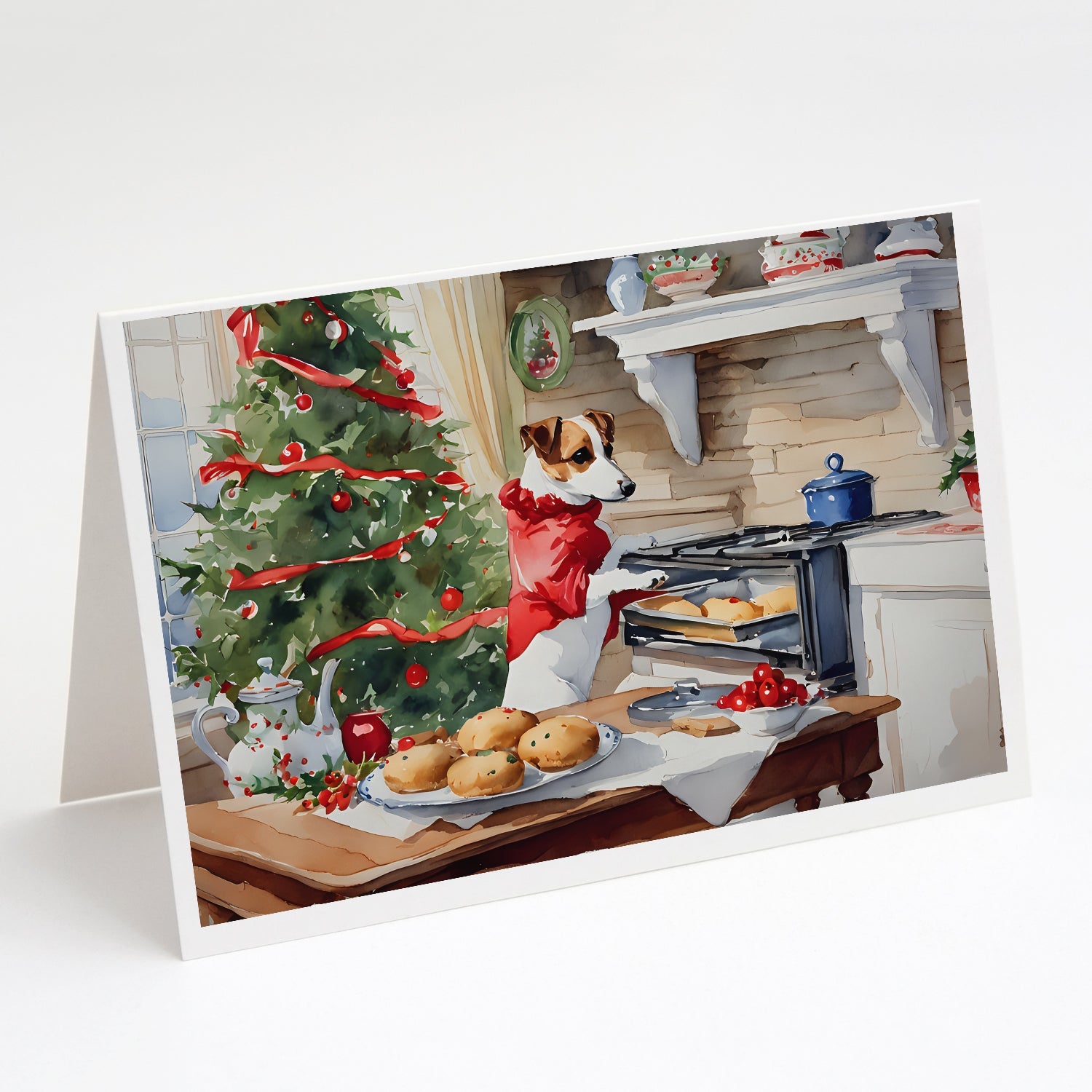 Jack Russell Terrier Christmas Cookies Greeting Cards Pack of 8 Blank Cards with Envelopes Whimsical A7 Size 5x7
