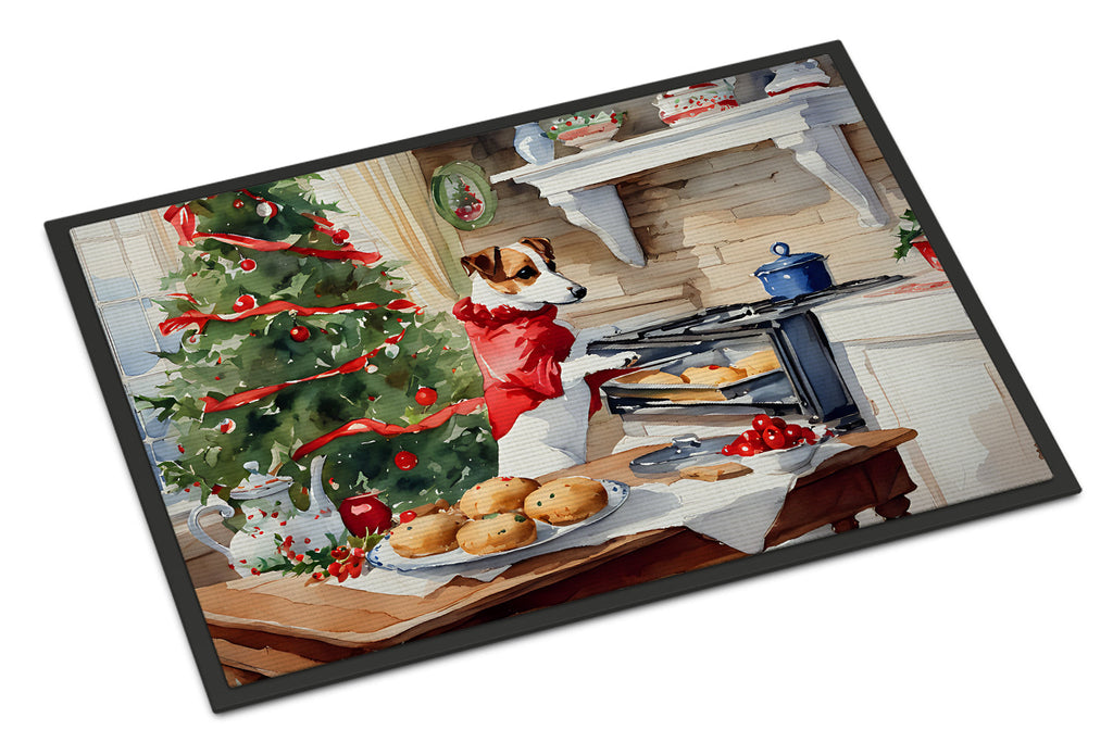 Jack Russell Terrier Christmas Cookies Doormat Indoor Outdoor 24H X 36W Front Door Mat Rugs for Entryway, Non Slip Washable Low Pile,