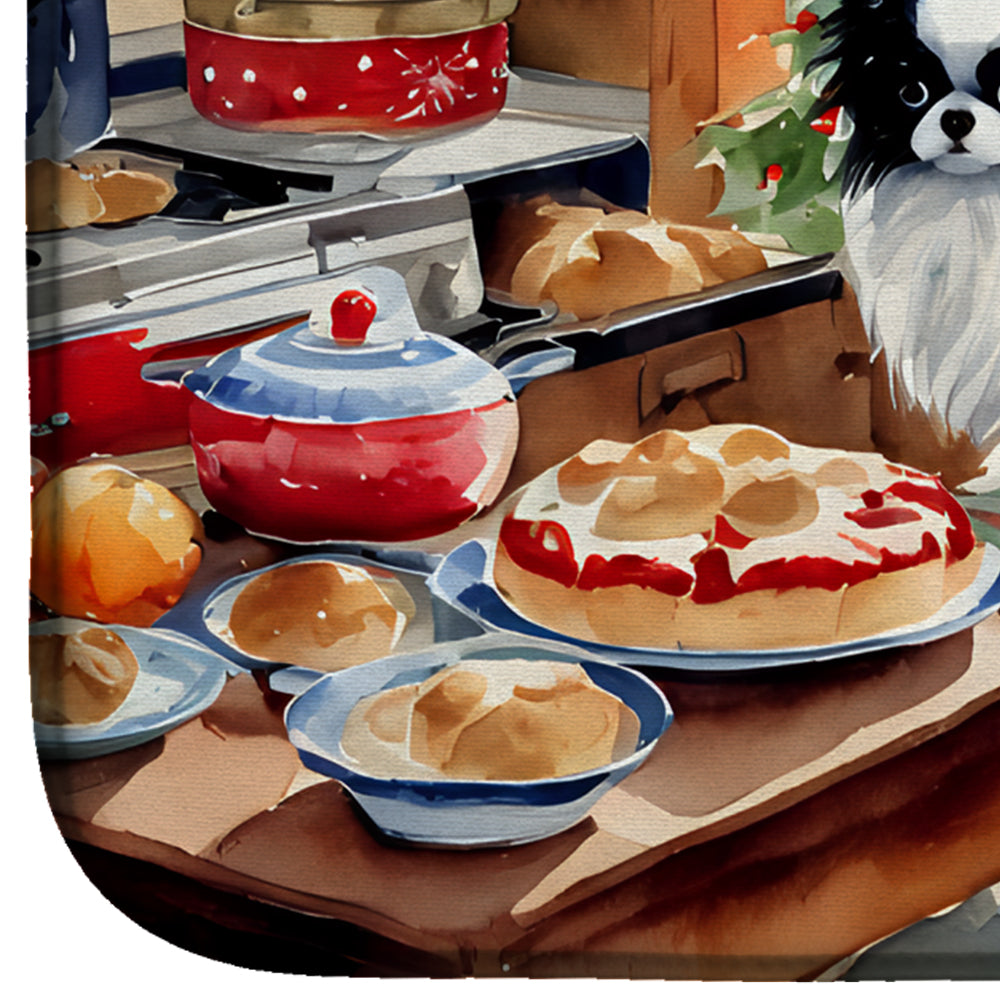 Japanese Chin Christmas Cookies Dish Drying Mat Absorbent Dish Drying Mat Pad for Kitchen Counter Dish Drainer Mat for Countertop, 14 x 21", Multicolor