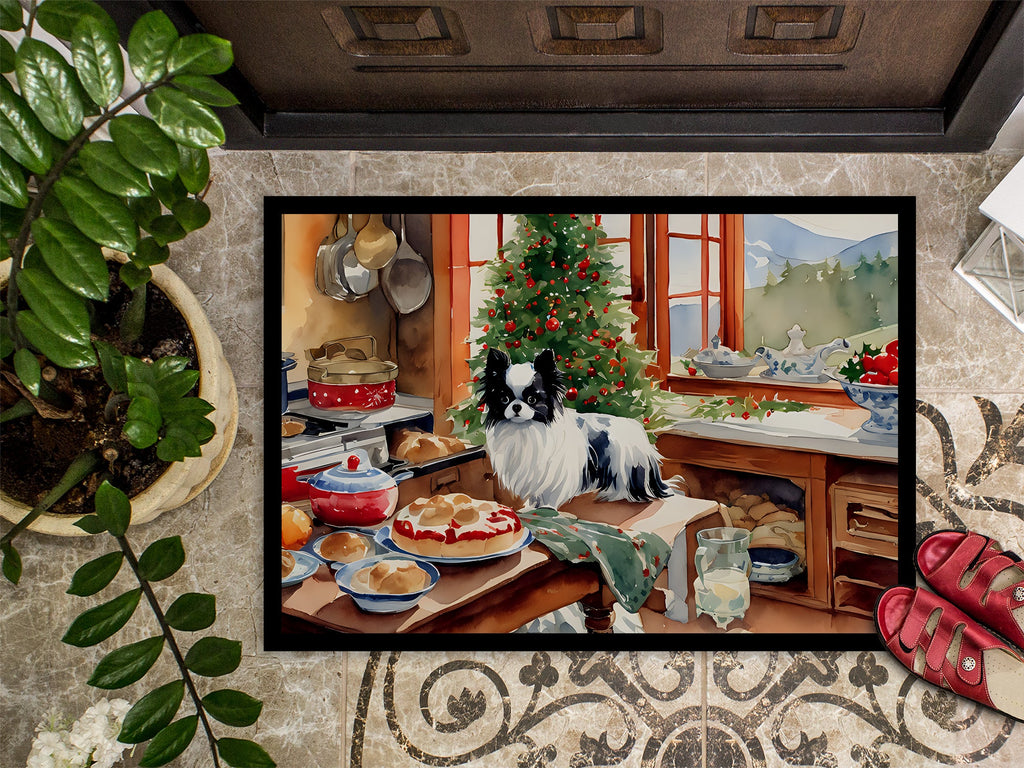 Japanese Chin Christmas Cookies Doormat Indoor Outdoor 24H X 36W Front Door Mat Rugs for Entryway, Non Slip Washable Low Pile,
