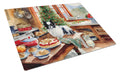 Japanese Chin Christmas Cookies Cutting Board Tempered Glass Kitchen Cutting Surface, Heat Resistant Chopping, Non-Slip Feet, Food Prep & Serving