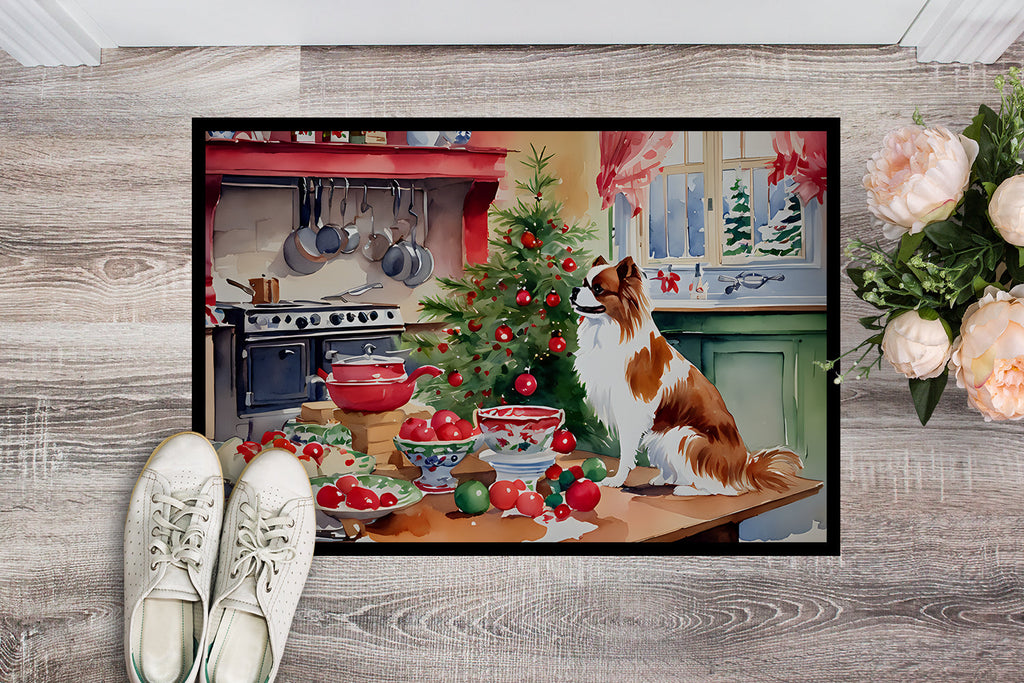 Japanese Chin Christmas Cookies Doormat Indoor Outdoor 24H X 36W Front Door Mat Rugs for Entryway, Non Slip Washable Low Pile,
