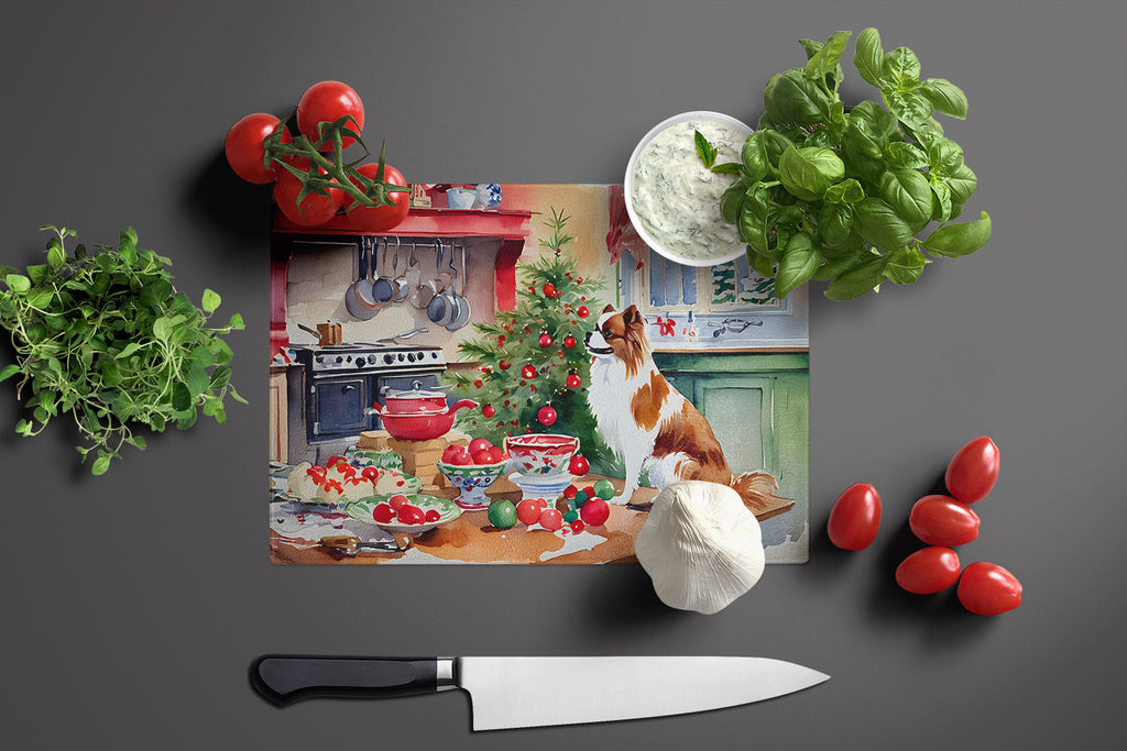 Japanese Chin Christmas Cookies Cutting Board Tempered Glass Kitchen Cutting Surface, Heat Resistant Chopping, Non-Slip Feet, Food Prep & Serving