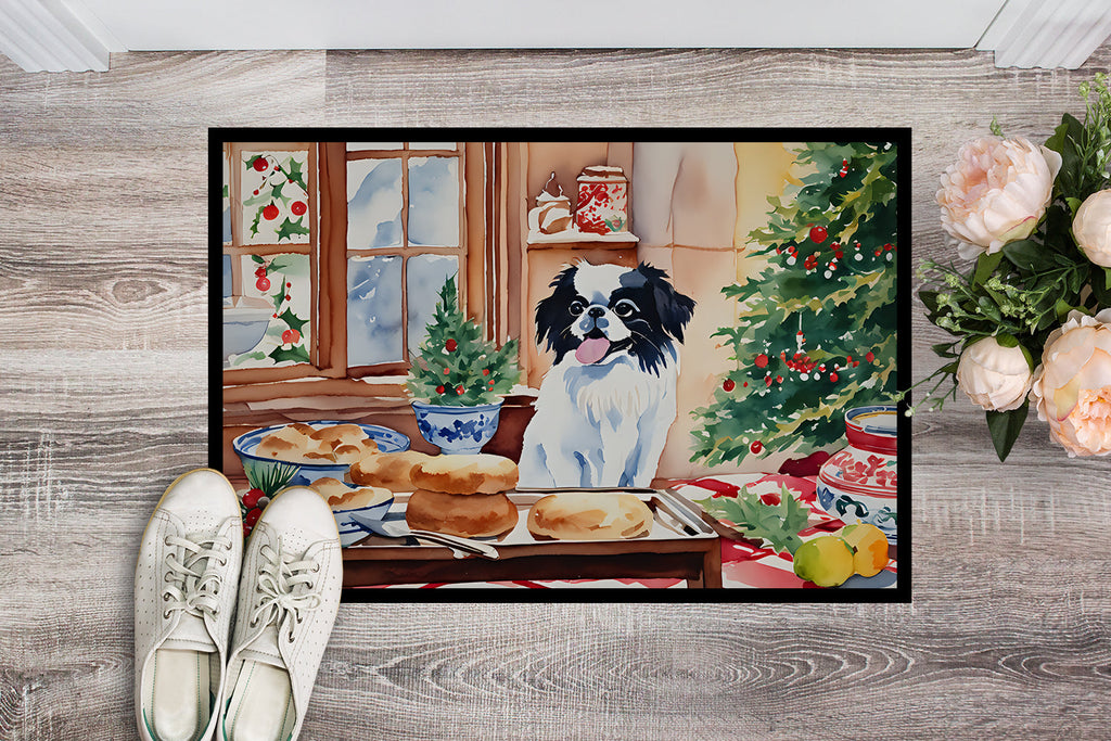 Japanese Chin Christmas Cookies Doormat Indoor Outdoor 18H X 27W Front Door Mat Rugs for Entryway, Non Slip Washable
