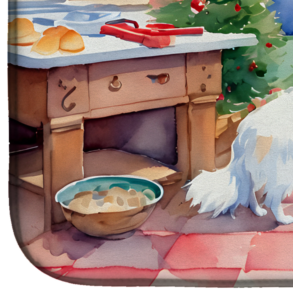 Japanese Spitz Christmas Cookies Dish Drying Mat Absorbent Dish Drying Mat Pad for Kitchen Counter Dish Drainer Mat for Countertop, 14 x 21", Multicolor