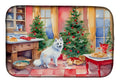 Japanese Spitz Christmas Cookies Dish Drying Mat Absorbent Dish Drying Mat Pad for Kitchen Counter Dish Drainer Mat for Countertop, 14 x 21", Multicolor