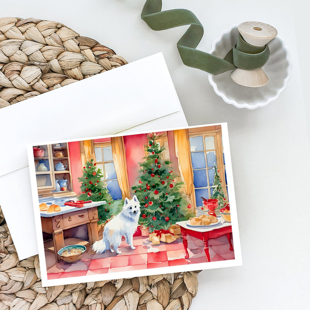 Japanese Spitz Christmas Cookies Greeting Cards Pack of 8 Blank Cards with Envelopes Whimsical A7 Size 5x7