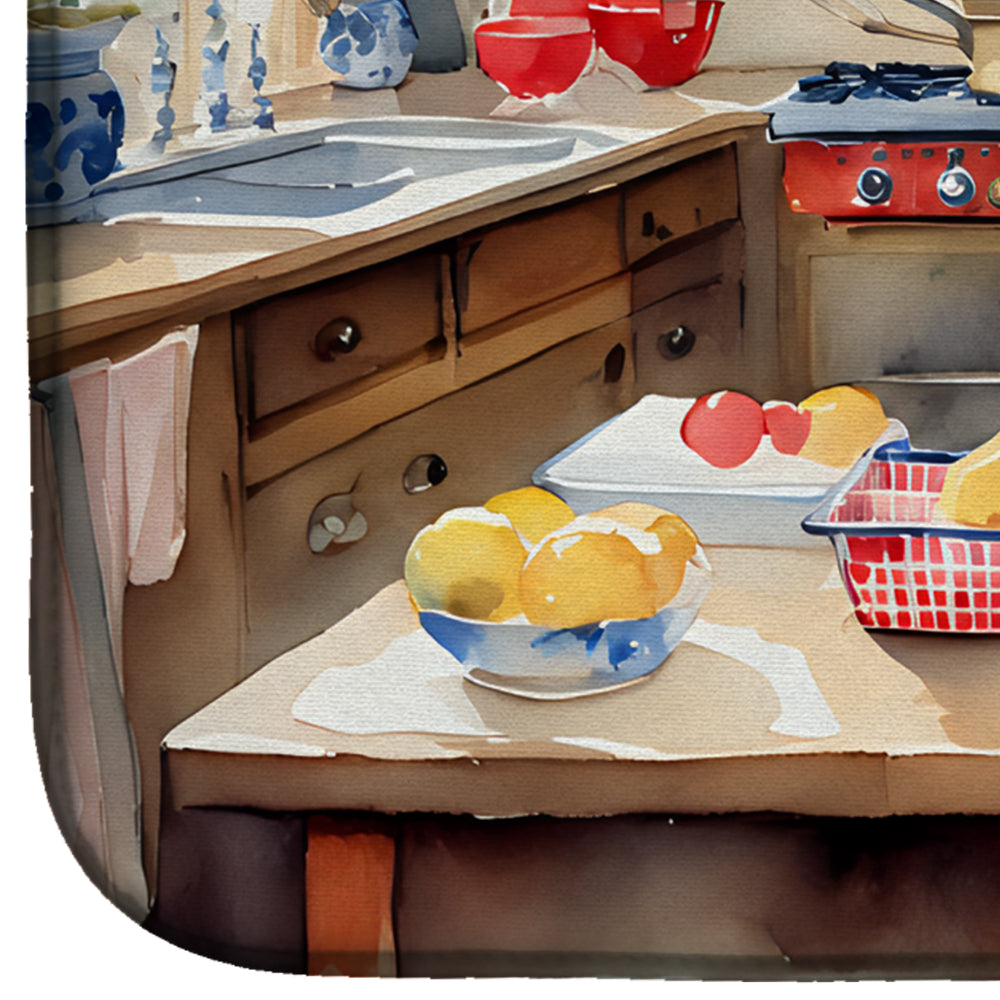Keeshond Christmas Cookies Dish Drying Mat Absorbent Dish Drying Mat Pad for Kitchen Counter Dish Drainer Mat for Countertop, 14 x 21", Multicolor