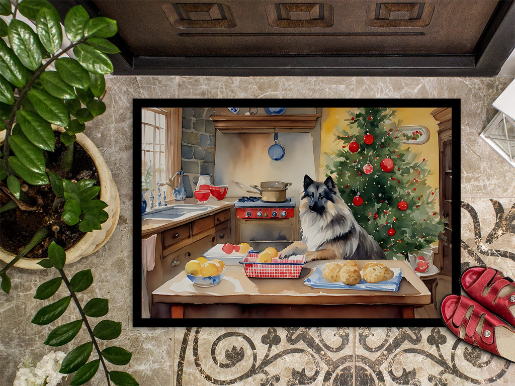Keeshond Christmas Cookies Doormat Indoor Outdoor 24H X 36W Front Door Mat Rugs for Entryway, Non Slip Washable Low Pile,