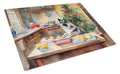 Keeshond Christmas Cookies Cutting Board Tempered Glass Kitchen Cutting Surface, Heat Resistant Chopping, Non-Slip Feet, Food Prep & Serving