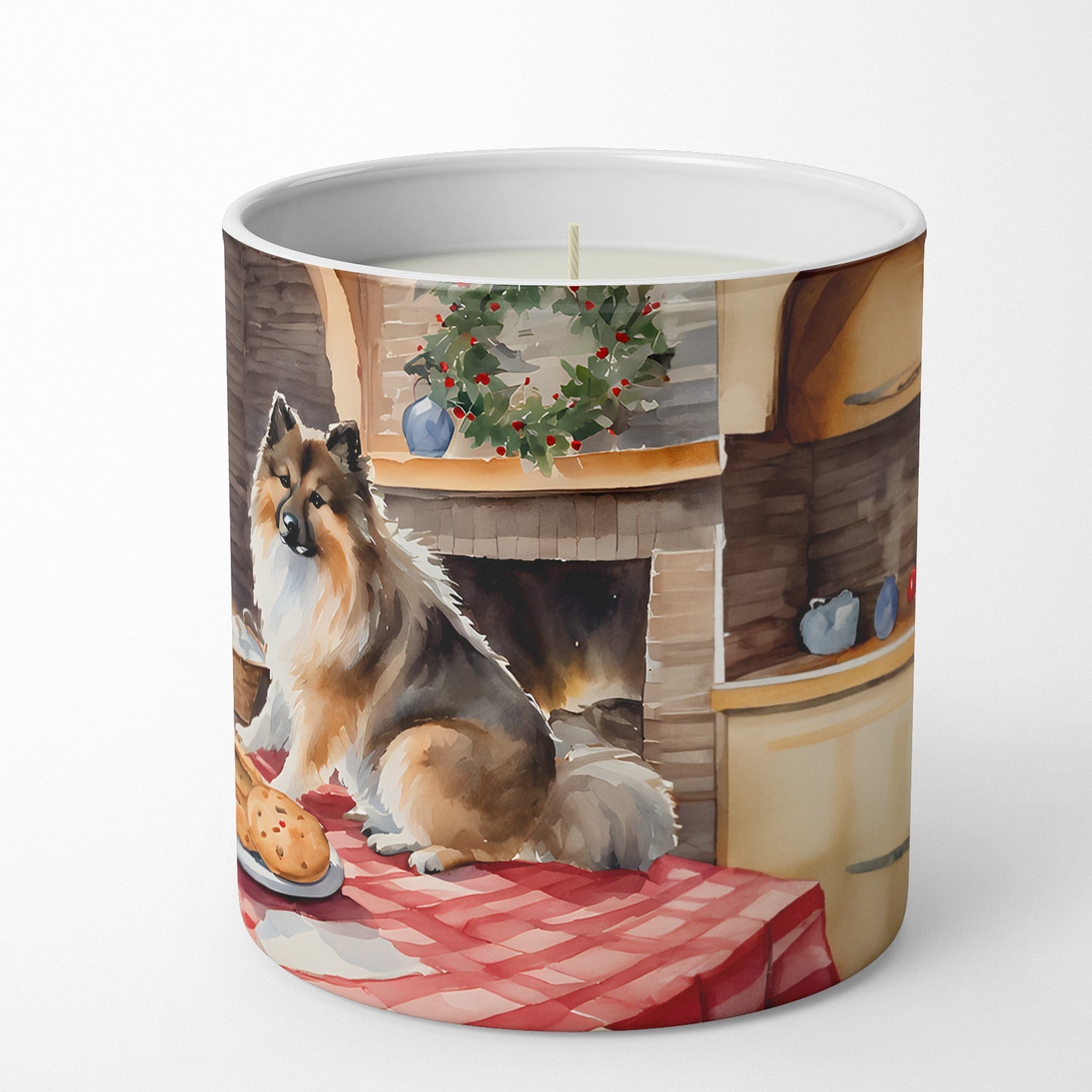 Keeshond Christmas Cookies Decorative Soy Candle Nature Soy Wax Essential Oil Home Decor Ideal for Bedroom Kitchen Bath Office Gift, 10 oz