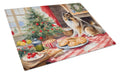 Keeshond Christmas Cookies Cutting Board Tempered Glass Kitchen Cutting Surface, Heat Resistant Chopping, Non-Slip Feet, Food Prep & Serving