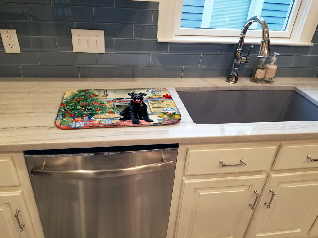 Kerry Blue Terrier Christmas Cookies Dish Drying Mat Absorbent Dish Drying Mat Pad for Kitchen Counter Dish Drainer Mat for Countertop, 14 x 21", Multicolor