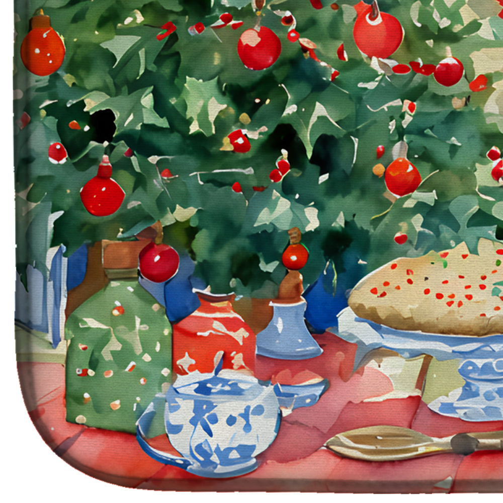 Kerry Blue Terrier Christmas Cookies Dish Drying Mat Absorbent Dish Drying Mat Pad for Kitchen Counter Dish Drainer Mat for Countertop, 14 x 21", Multicolor