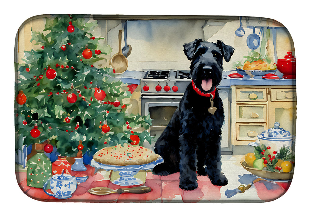 Kerry Blue Terrier Christmas Cookies Dish Drying Mat Absorbent Dish Drying Mat Pad for Kitchen Counter Dish Drainer Mat for Countertop, 14 x 21", Multicolor