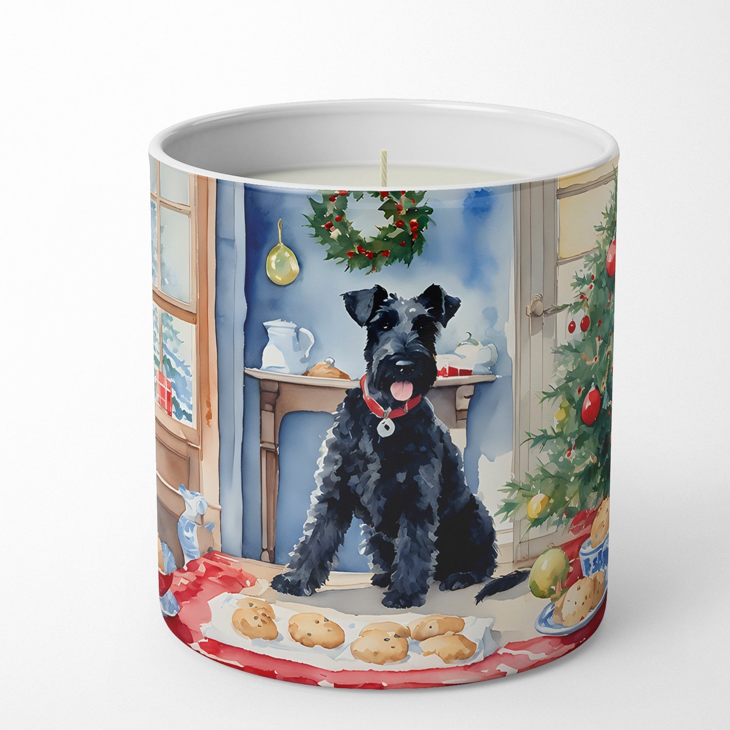 Kerry Blue Terrier Christmas Cookies Decorative Soy Candle Nature Soy Wax Essential Oil Home Decor Ideal for Bedroom Kitchen Bath Office Gift, 10 oz