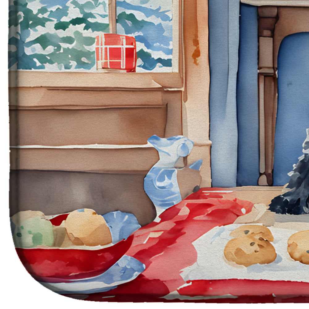 Kerry Blue Terrier Christmas Cookies Dish Drying Mat Absorbent Dish Drying Mat Pad for Kitchen Counter Dish Drainer Mat for Countertop, 14 x 21", Multicolor