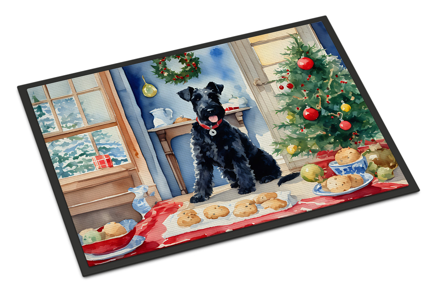 Kerry Blue Terrier Christmas Cookies Doormat Indoor Outdoor 24H X 36W Front Door Mat Rugs for Entryway, Non Slip Washable Low Pile,