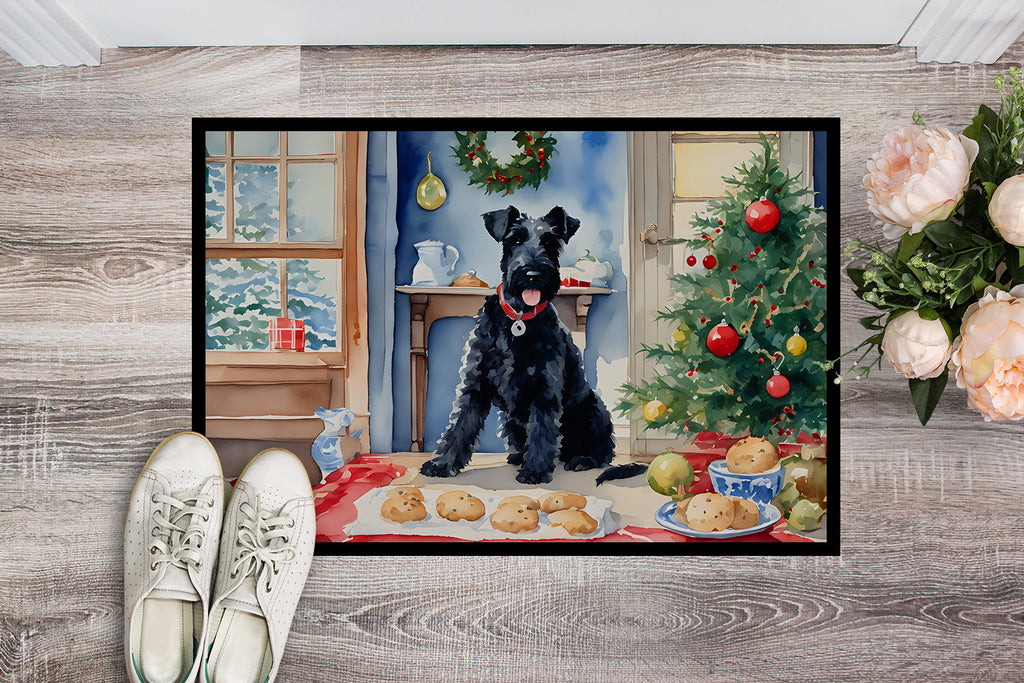 Kerry Blue Terrier Christmas Cookies Doormat Indoor Outdoor 18H X 27W Front Door Mat Rugs for Entryway, Non Slip Washable