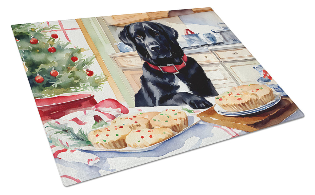 Labrador Retriever Christmas Cookies Cutting Board Tempered Glass Kitchen Cutting Surface, Heat Resistant Chopping, Non-Slip Feet, Food Prep & Serving