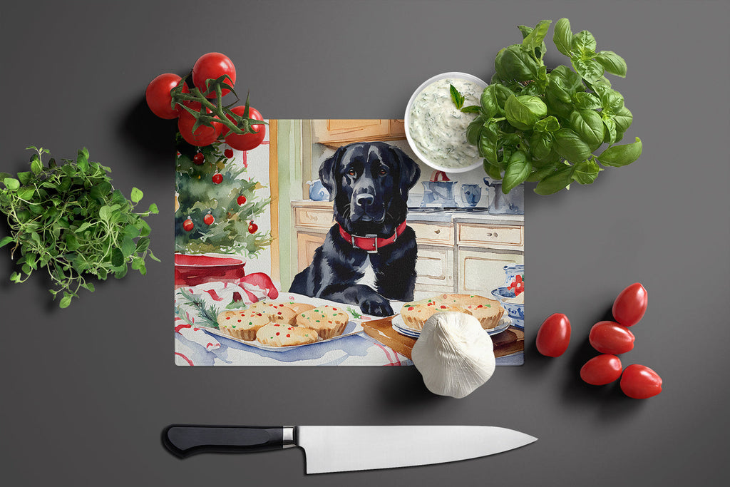 Labrador Retriever Christmas Cookies Cutting Board Tempered Glass Kitchen Cutting Surface, Heat Resistant Chopping, Non-Slip Feet, Food Prep & Serving