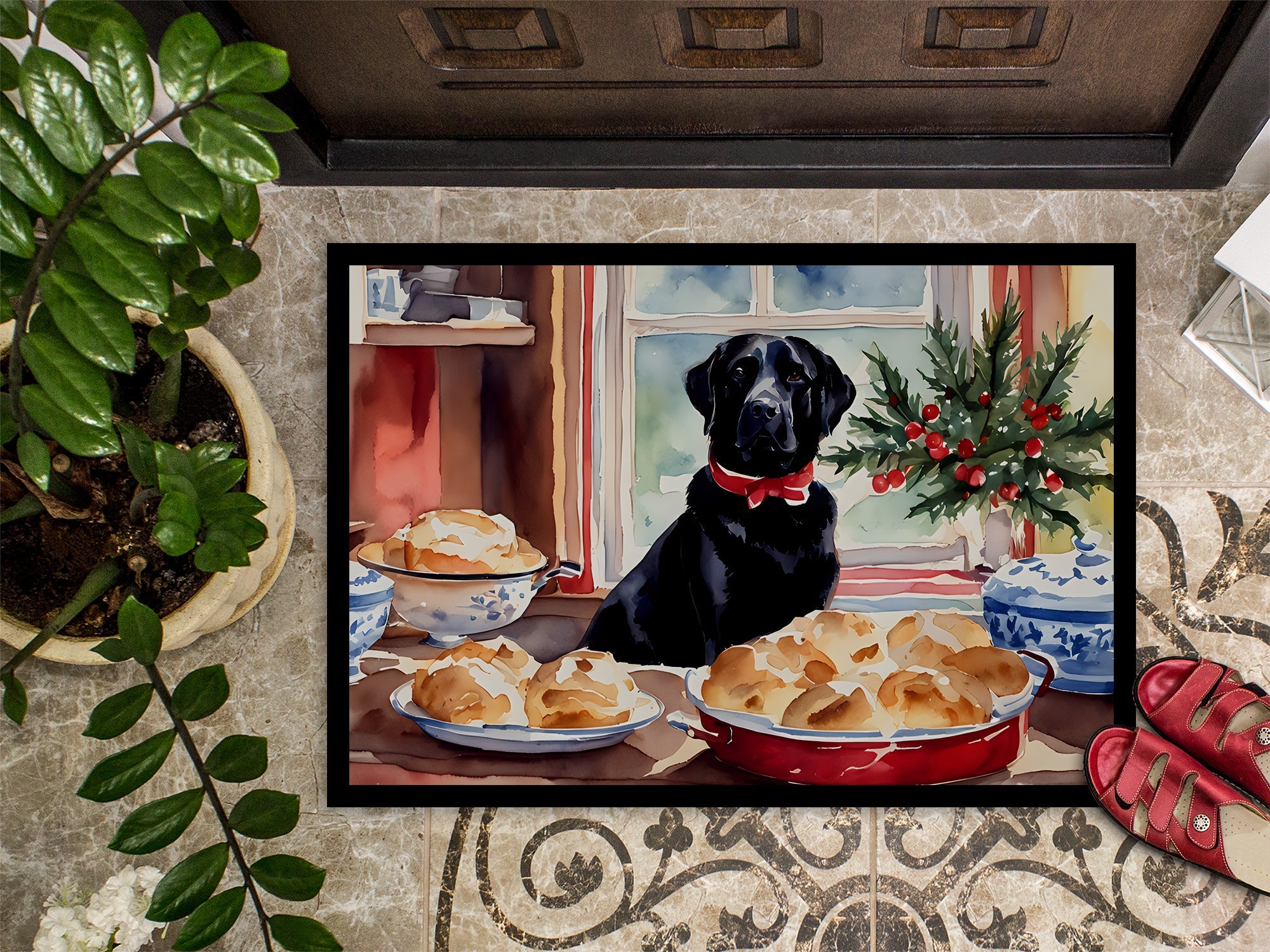 Labrador Retriever Christmas Cookies Doormat Indoor Outdoor 18H X 27W Front Door Mat Rugs for Entryway, Non Slip Washable